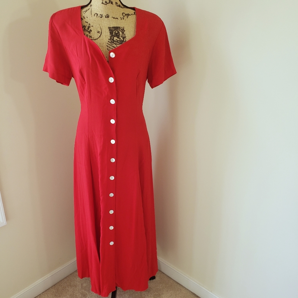 NWT Vintage Metropolitan NY Button Down Red Dress